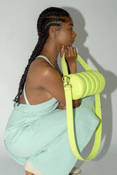 Sac Duffle Mini Matelassé en cuir vegan de Cactus Jaune fluo - Grasshopper